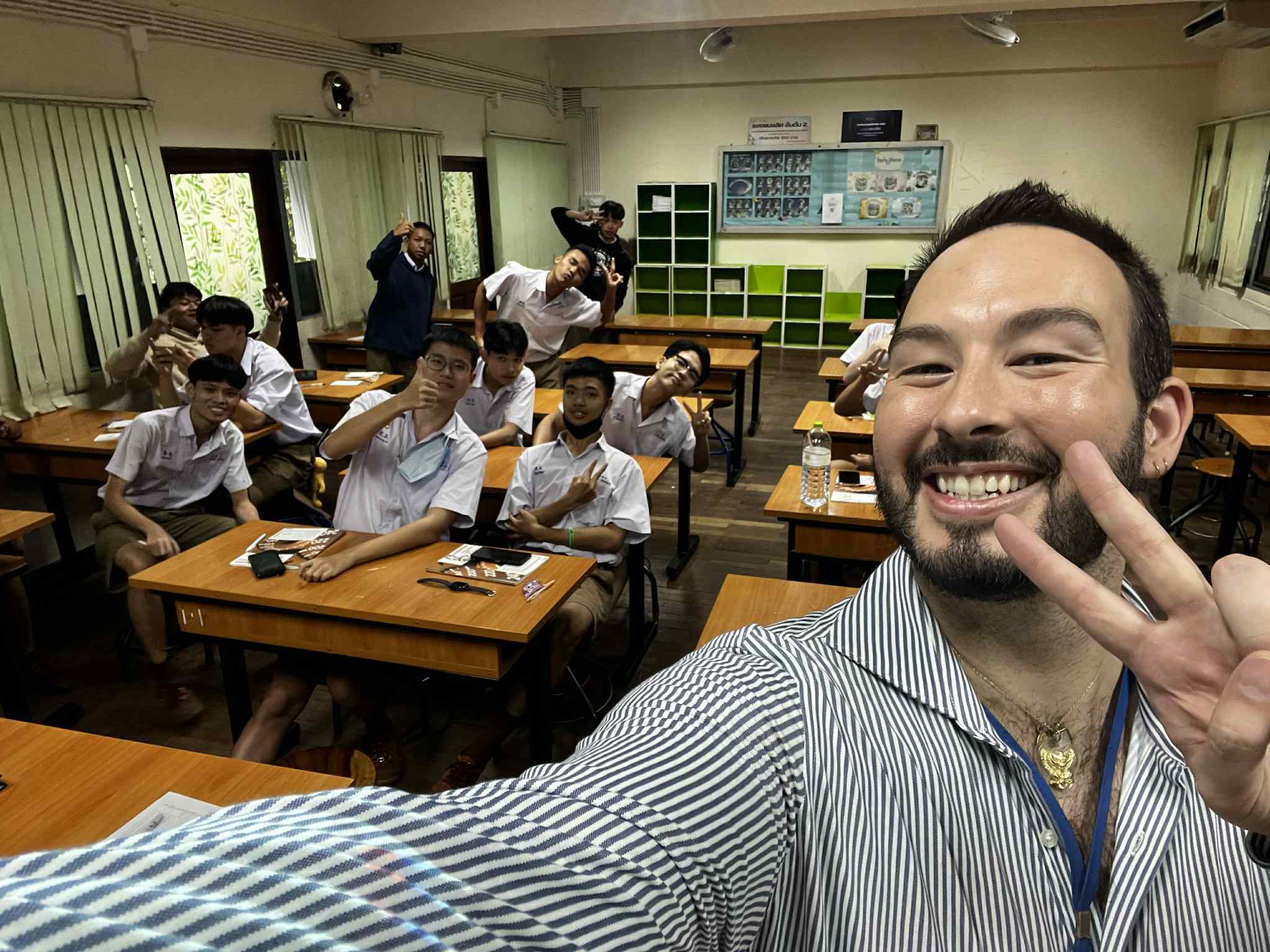 teacher Colin with students